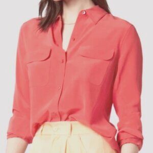 Equipment Femme Signature Silk Blouse in Watermelon Size S